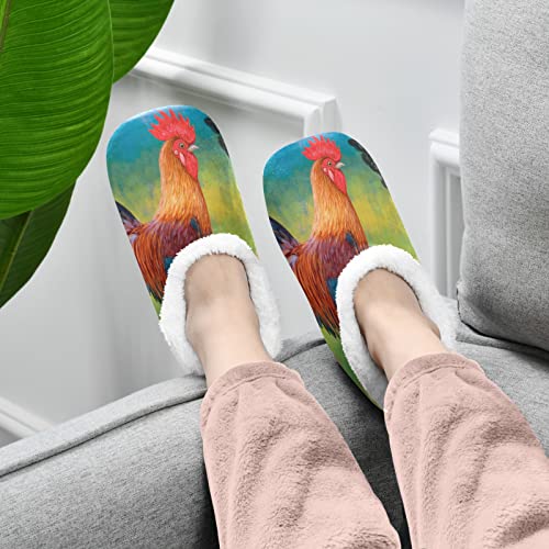 Mnsruu Zapatillas de casa de pollos de gallo de hierba cómoda para el dormitorio zapatos antideslizantes para las mujeres de EE. UU. 5-6