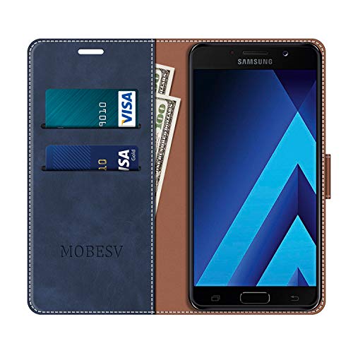 MOBESV Funda para Samsung Galaxy A5 2017, Funda Libro Samsung A5 2017, Funda Móvil Samsung Galaxy A5 2017 Magnético Carcasa para Samsung Galaxy A5 2017 Funda con Tapa, Azul Oscuro/Violeta