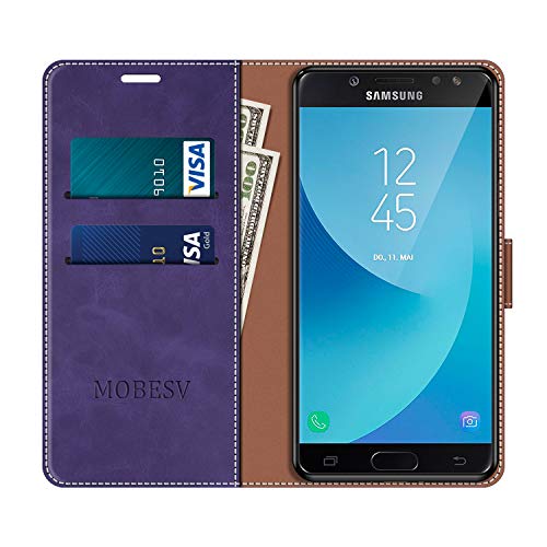 MOBESV Funda para Samsung Galaxy J5 2017, Funda Libro Samsung J5 2017, Funda Móvil Samsung Galaxy J5 2017 Magnético Carcasa para Samsung Galaxy J5 2017 Funda con Tapa, Violeta/Rojo