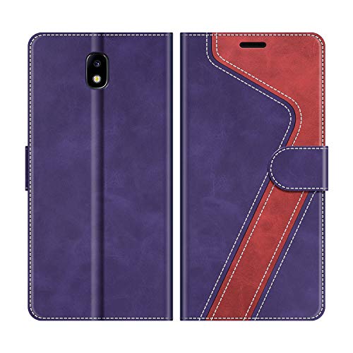 MOBESV Funda para Samsung Galaxy J5 2017, Funda Libro Samsung J5 2017, Funda Móvil Samsung Galaxy J5 2017 Magnético Carcasa para Samsung Galaxy J5 2017 Funda con Tapa, Violeta/Rojo