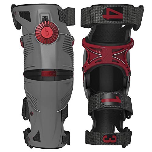 MOBIUS Ortesses X8 (par) – gris/rojo-medium Rodilleras unisex adulto, FR: M (talla fabricante: M)