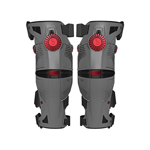 Mobius Ortesses X8 (par) – Gris/Rojo-XX-Large Rodilleras Unisex Adulto, FR: 2XL (Talla Fabricante: XXL)