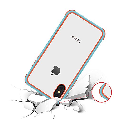 MobNano Funda para iPhone XS MAX, Silicona Transparente PC/TPU Bumper Antigolpes Caso para iPhone XS MAX - Naranja/Azul Claro