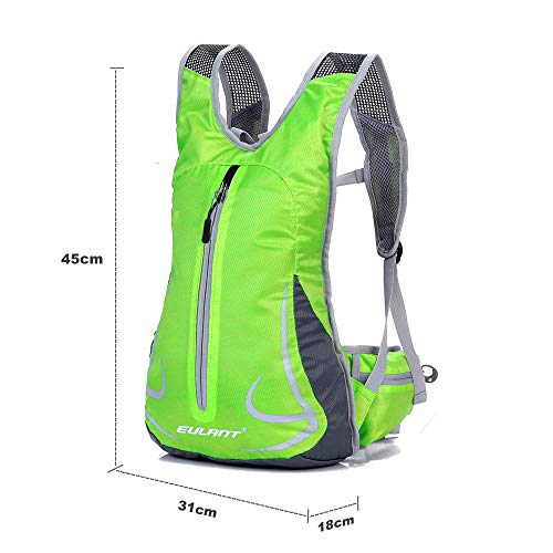 Mochila Ciclismo Impermeable Mujer 14L Bicicleta Bolso Ligero Ciclismo Accesorios Mochilas MTB Hombre Para Esqui Senderismo Trekking Viaje Correr Caminar Camping Trotar Corriendo Deporte,Verde