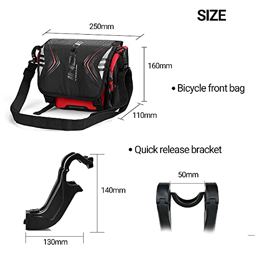 Mochila para bicicleta Extrbici Fácil de llevar Desbloqueo rápido y soporte impermeable Bolsa de tubo frontal negra Verde