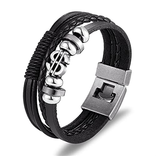 Moda Bracelete Cuero Genuino Multilapa Anclaje Pulsera Hombres Vintage Punk Rock Mujer Aleación Beads Joyería Náutica Aire Delgado Espíritu Mal Dinero Dibujo Riqueza Fortuna (Color : Black Scorpion)