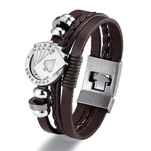 Moda Bracelete Cuero Genuino Multilapa Anclaje Pulsera Hombres Vintage Punk Rock Mujer Aleación Beads Joyería Náutica Aire Delgado Espíritu Mal Dinero Dibujo Riqueza Fortuna (Color : Black Scorpion)