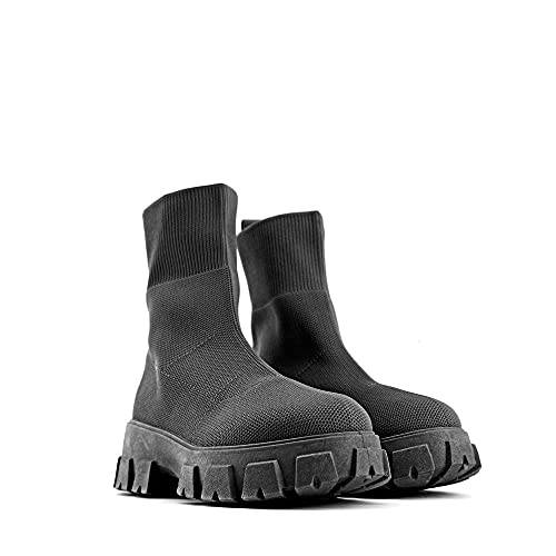 Modelisa - Botin Deportivas Altas Plataforma Bota Zapatilla Calcetin Mujer (Negro, Numeric_38)