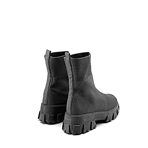 Modelisa - Botin Deportivas Altas Plataforma Bota Zapatilla Calcetin Mujer (Negro, Numeric_38)