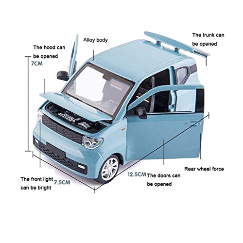 Modelos Diecast 1/24 For Wul-ing Mini EV Aleación Diecast Modelo Metal Coche con Simulación Tirar Simulación Sound Light Juguete For Niños (Color : Azul)