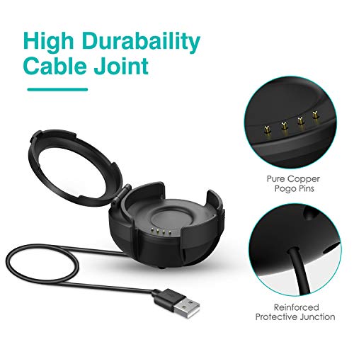 MoKo Cargador de Repuesto Compatible con Huami Amazfit Verge A1801/A1811/Verge Lite A1818, Base de Carga de USB Adaptador Portátil de Carga Rápida con Cable de 1 m - Negro