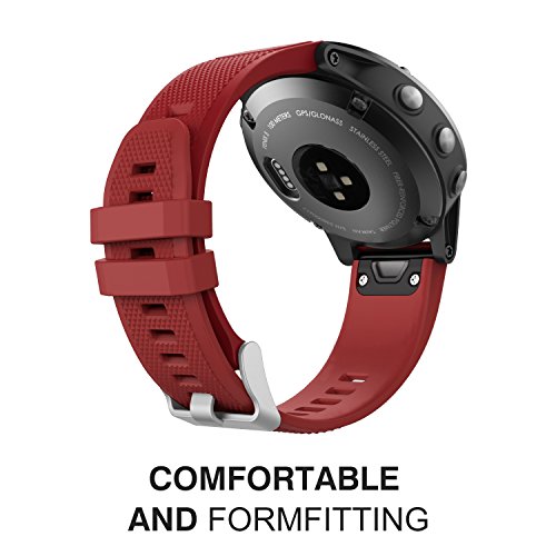 MoKo Correa Compatible con Garmin Fenix 6/6 Pro/5/5 Plus/Forerunner 945/935/Approach S62/S60/Quatix 6/Instinct/MARQ, 22mm Quick Fit Banda Pulsera de Silicona de Repuesto, Rojo Oscuro