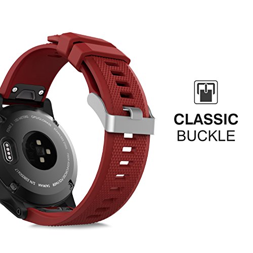 MoKo Correa Compatible con Garmin Fenix 6/6 Pro/5/5 Plus/Forerunner 945/935/Approach S62/S60/Quatix 6/Instinct/MARQ, 22mm Quick Fit Banda Pulsera de Silicona de Repuesto, Rojo Oscuro