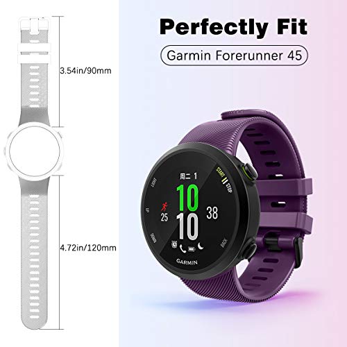 MoKo Correa de Reloj Deportiva Compatible con Garmin Forerunner 45/Forerunner 45S/Swim 2, Pulsera de Reloj Elegante y Ajustable, Banda Inteligente 4.92"-7.48"(125mm-190mm) de Repusto, Morado Oscuro