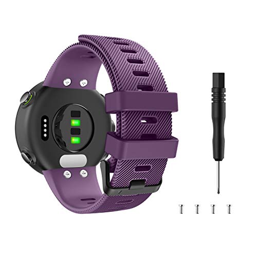 MoKo Correa de Reloj Deportiva Compatible con Garmin Forerunner 45/Forerunner 45S/Swim 2, Pulsera de Reloj Elegante y Ajustable, Banda Inteligente 4.92"-7.48"(125mm-190mm) de Repusto, Morado Oscuro