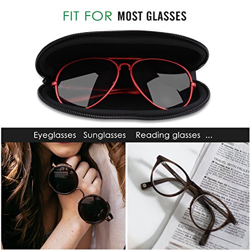 MoKo Funda de Gafas - [Ultra Ligero] Neopreno con Cremallera Almacenaje Lente Suave Sunglasses Case con Clip de Cinturón para Gafas, Bolsa de Llaves, Lápices, Tarjetas, Álbo de la Suerte