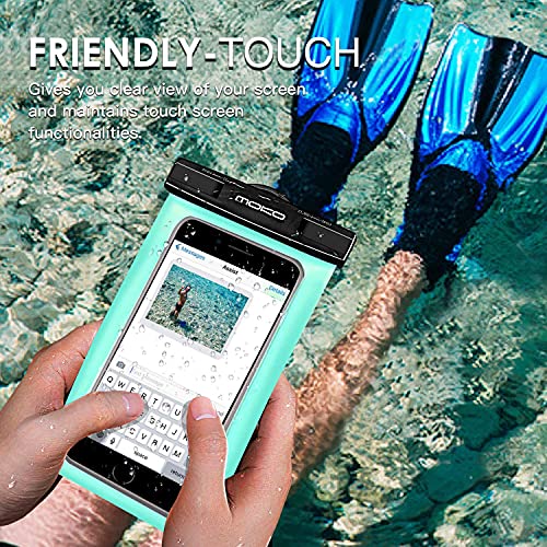 MoKo Funda Impermeable, Waterproof Brazo y Cuello Compatible para iPhone X XS XR XS MAX, Samsung S10 S10 e, Pixel 4, Pixel 4 XL y, Smartphone 6.5 Pulgadas, IPX8 Certificado, Verde