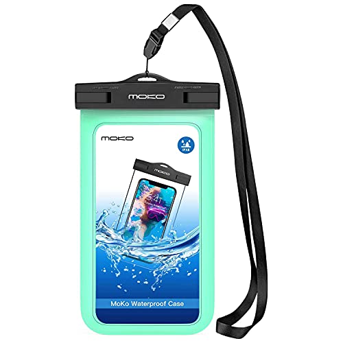 MoKo Funda Impermeable, Waterproof Brazo y Cuello Compatible para iPhone X XS XR XS MAX, Samsung S10 S10 e, Pixel 4, Pixel 4 XL y, Smartphone 6.5 Pulgadas, IPX8 Certificado, Verde