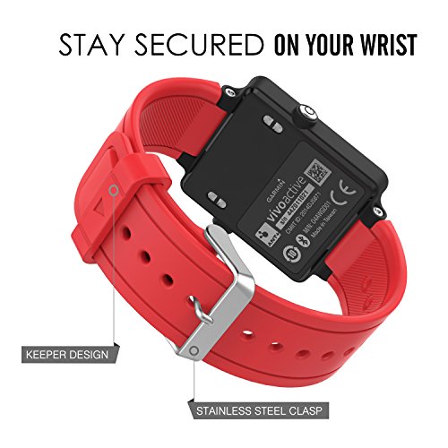 MoKo Garmin Vivoactive Correa de Reloj, Suave Silicona Reemplazo Watch Band para Garmin Vivoactive/Vivoactive Acetate Sports GPS Smartwatch - Rojo