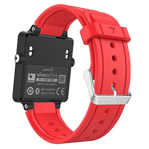 MoKo Garmin Vivoactive Correa de Reloj, Suave Silicona Reemplazo Watch Band para Garmin Vivoactive/Vivoactive Acetate Sports GPS Smartwatch - Rojo