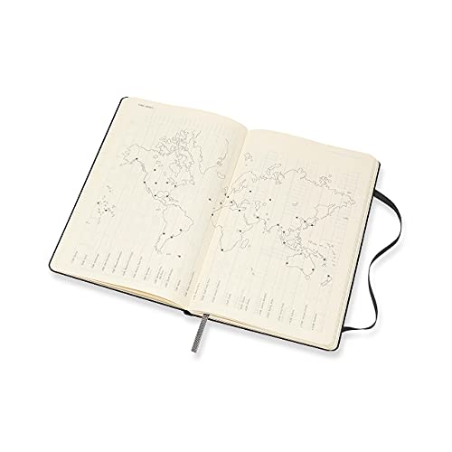 Moleskine - Agenda Semanal de 18 Meses, Agenda Semanal 2021/2022, Agenda Semana Vista con Tapa Dura y Cierre Elástico, Tamaño Grande 13 x 21 cm, Color Negro, 208 Páginas