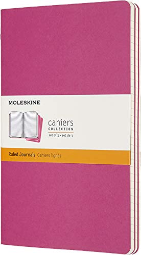 Moleskine - Cahier Journal Cuaderno de Notas, Set de 3 Cuadernos con Páginas, Tapa de Cartón y Cosido de Algodón Visible, Color Rosa Cinética
