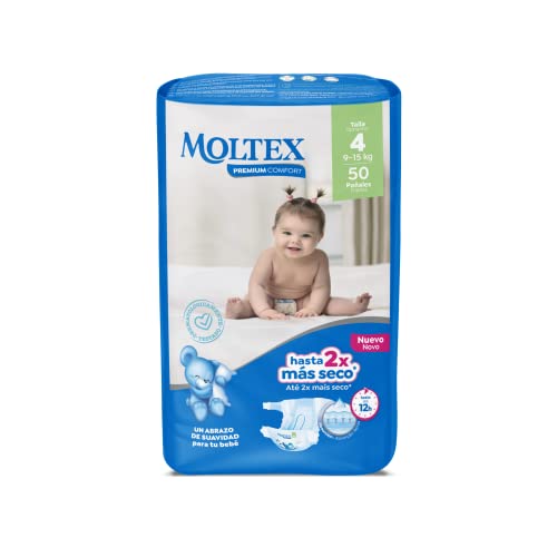 MOLTEX Premium pañales system channel protect 9-15 kgs talla 4 paquete 50 uds