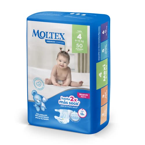 MOLTEX Premium pañales system channel protect 9-15 kgs talla 4 paquete 50 uds