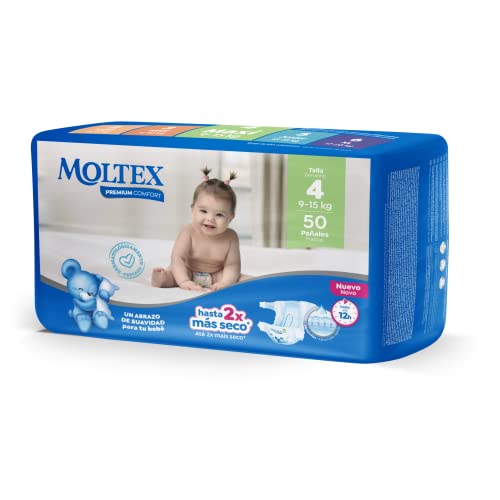 MOLTEX Premium pañales system channel protect 9-15 kgs talla 4 paquete 50 uds