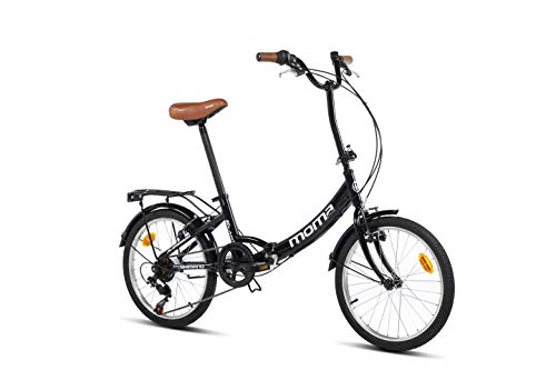 Moma Bikes Bicicleta Plegable Urbana SHIMANO FIRST CLASS 20" Alu, 6V. Sillin Confort, Negro