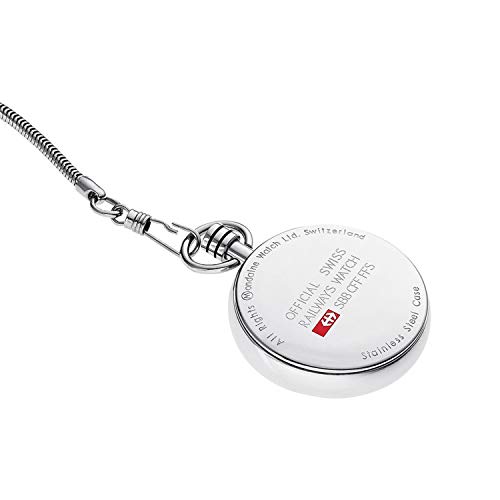 Mondaine Pocket- Reloj de bolsillo, movimiento de cuarzo Ronda 313, acero inoxidable