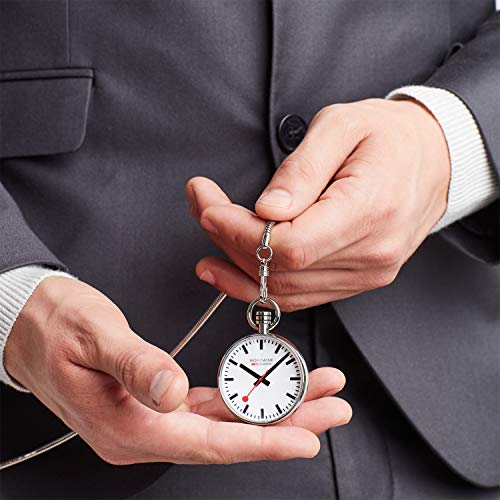 Mondaine Pocket- Reloj de bolsillo, movimiento de cuarzo Ronda 313, acero inoxidable