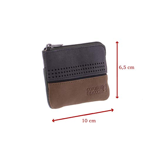 Monedero Coronel Tapiocca Alejo marron y negro para hombre/adolescente con compatimento y ranuras interiores para tarjetas o documentos y bolsillo exterior con cremallera.