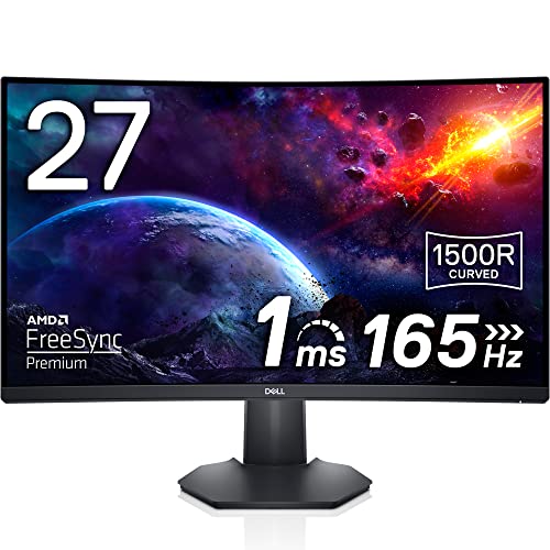 Monitor para juegos Dell S2722DGM QHD de 27 pulgadas (2560x1440, pantalla curva 1500R, 165Hz, 2ms, AMD FreeSync, 2x HDMI) 3 años de garantía, negro