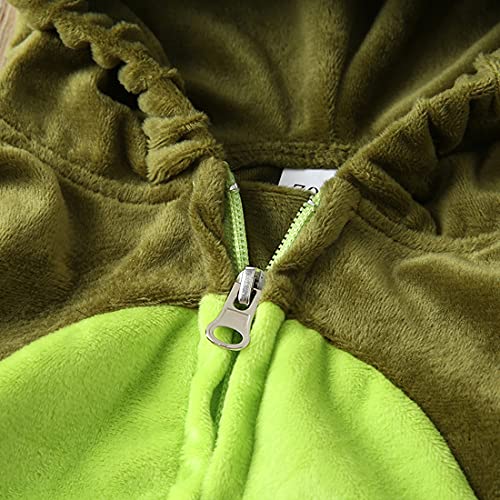 Mono Disfraz Bebé con Estampado de Aguacate Avocado Mono Casual de Mangas Largas con Capucha Cremallera y Botones Ropa de Cumpleaños Fiesta de Otoño Invierno para Bebé Niños (Verde, 12-18 Meses)