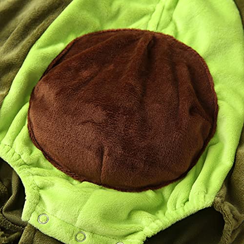 Mono Disfraz Bebé con Estampado de Aguacate Avocado Mono Casual de Mangas Largas con Capucha Cremallera y Botones Ropa de Cumpleaños Fiesta de Otoño Invierno para Bebé Niños (Verde, 12-18 Meses)