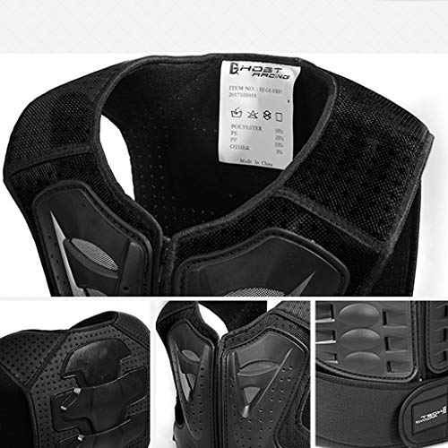 Monopatín Protector pecho chaleco para niño,Equipo de Protección de patinaje Protector del cuerpo del ciclismo armadura protectora con la espina dorsal del protector Black-OneSize