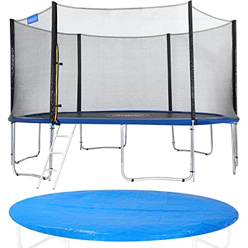 Monzana Trampolin Ø305cm Cama elástica Set Completo Puerta Escalera Red de Seguridad y Cubierta