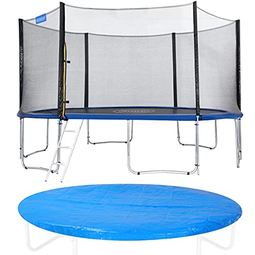 Monzana Trampolin Ø305cm Cama elástica Set Completo Puerta Escalera Red de Seguridad y Cubierta