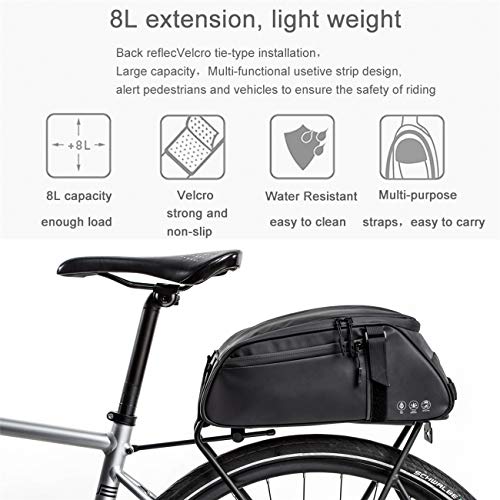 moonlux Bolsa Trasera para Bicicleta Multifuncional Bolsa de Asiento Trasero 8L Bolsa de Bicicleta Bicicleta del Asiento Trasero del Tronco Bolsa de Hombro para Ciclismo al Aire Libre