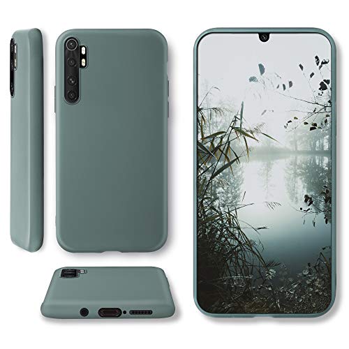Moozy Minimalist Series Funda Silicona para Xiaomi Mi Note 10 Lite, Gris Azulado con Acabado Mate, Cover Carcasa de TPU Suave y Fina