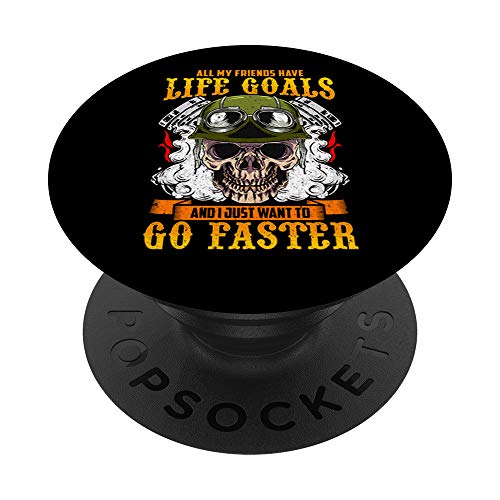 Motocicleta Life Goals Go Faster Biker Motocicletas Hombres Papá PopSockets PopGrip Intercambiable