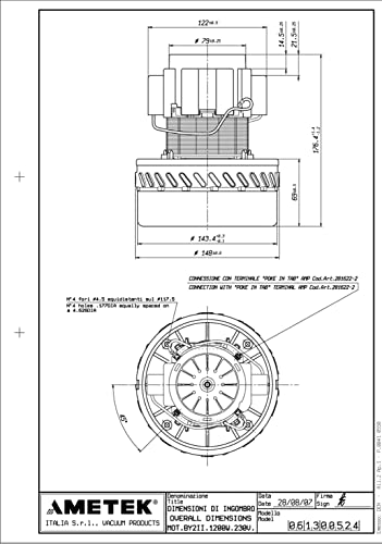 Motor Aspiración 1200W Original AMETEK. Máxima calidad del Mercado. Envió inmediato desde España