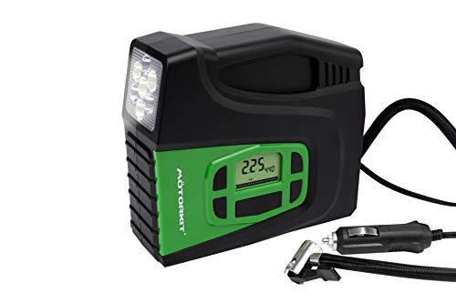 Motorkit MOTOR16522 - Compresor Digital con indicador, 12 V, con luz led de 120 W, inflado rápido, presión máxima 100 PSI