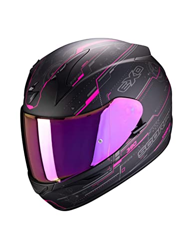 MOTOTOPGUN Casco de moto integral Exo-390 Beat, color negro mate y rosa, talla M