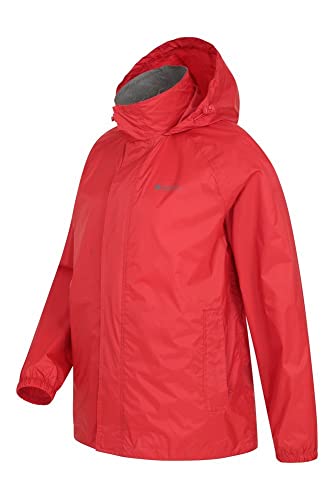 Mountain Warehouse Chaqueta Impermeable para Hombre Pakka - Chaqueta Plegable con Capucha, Abrigo para Hombre con Bandas Reflectantes, Chaqueta Ligera para la Lluvia Rojo L