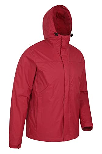 Mountain Warehouse Chaqueta Torrent para Hombre - Chubasquero, Abrigo Ligero, Ropa de Abrigo con Costuras termoselladas, Chaqueta Informal con Dos Bolsillos -para Viajar Rojo Oscuro L