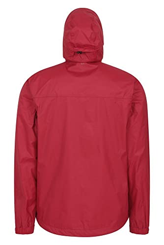 Mountain Warehouse Chaqueta Torrent para Hombre - Chubasquero, Abrigo Ligero, Ropa de Abrigo con Costuras termoselladas, Chaqueta Informal con Dos Bolsillos -para Viajar Rojo Oscuro L