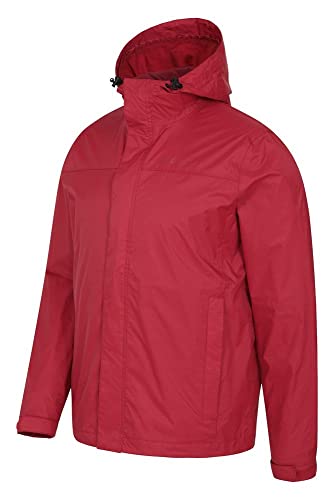 Mountain Warehouse Chaqueta Torrent para Hombre - Chubasquero, Abrigo Ligero, Ropa de Abrigo con Costuras termoselladas, Chaqueta Informal con Dos Bolsillos -para Viajar Rojo Oscuro L