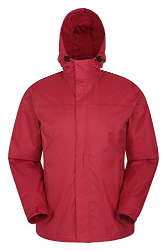 Mountain Warehouse Chaqueta Torrent para Hombre - Chubasquero, Abrigo Ligero, Ropa de Abrigo con Costuras termoselladas, Chaqueta Informal con Dos Bolsillos -para Viajar Rojo Oscuro L